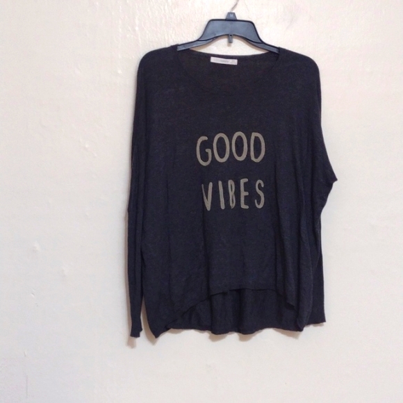 Subtle Luxury Good Vibes Dolman Sleeve Oversized Sweater Size XS/S - Picture 2 of 10